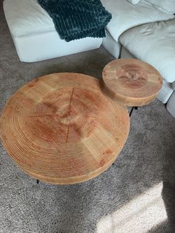 Live Edge Wood Slab Coffee Table Set