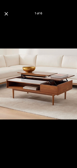 West Elm Mid-Century Marble Pop-Up Coffee Table