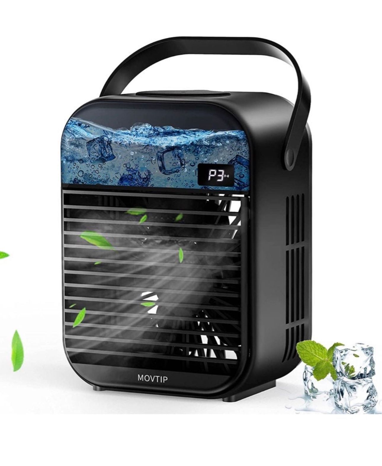 Portable Air Conditioner Fan, Mini Evaporative Cooler, Personal Space Air Cooler Quiet Desk Fan Humidifier Misting Fan for Small Room Bedroom Home