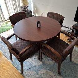 5 Piece Office / Dining room Chair And Round Table Solid Wood Plus 2 Coffee Tables Bundle Deal *****