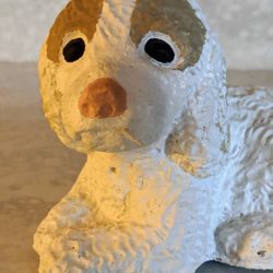 Vintage Dog Doorstop, Sad Resting Pooch, Cement