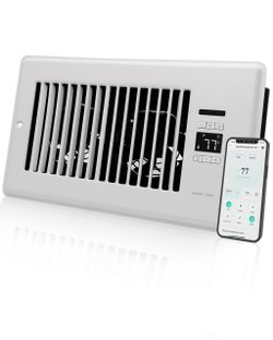 Super Quiet Register Booster Fan for 6" x 10" Register Holes, Smart Register Vent with Dual Intelligent Thermostat and WiFi App Control, Heating Cooli