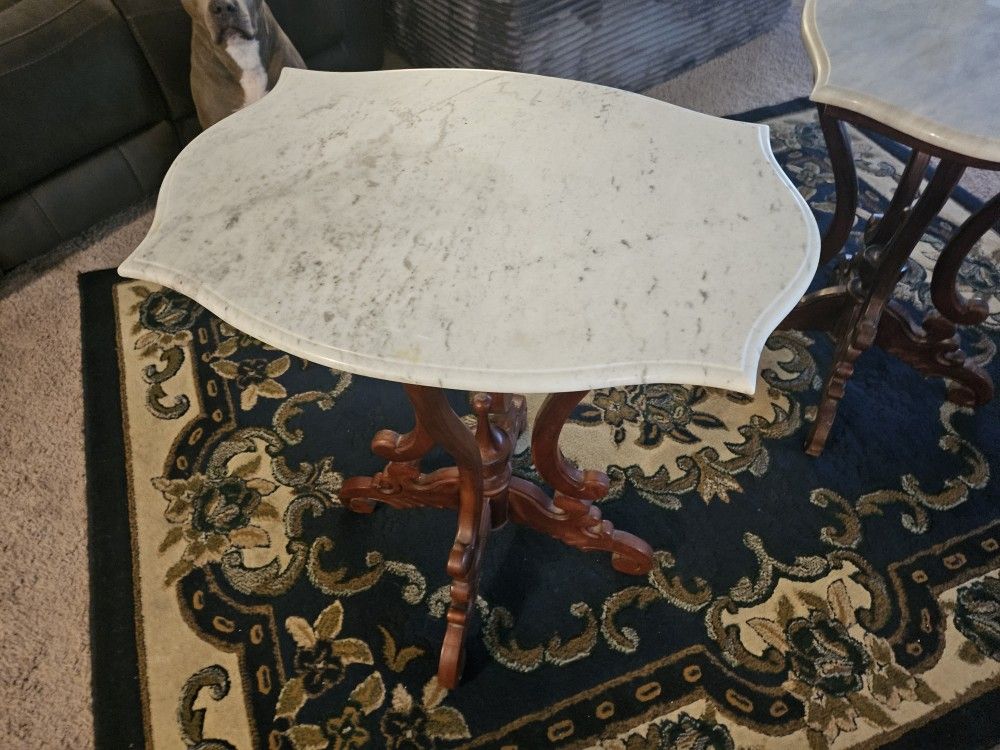 2 marble and wood In tables.