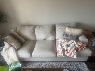 3-Seat Fabric Sofa in Light Beige