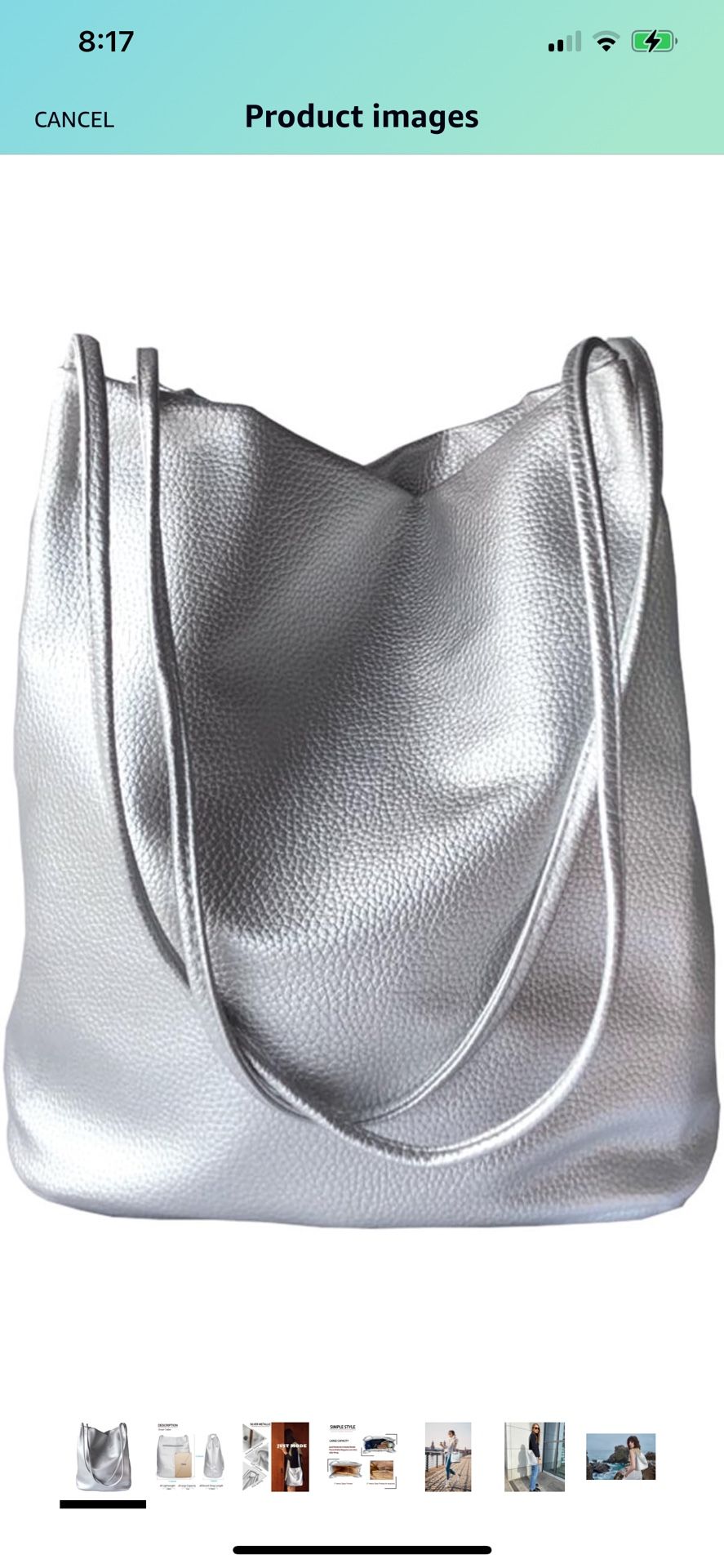 Silver Purse for Women Bucket Tote Bag Large Shoulder Handbags for Ladies Soft Leather Hobo Bags
