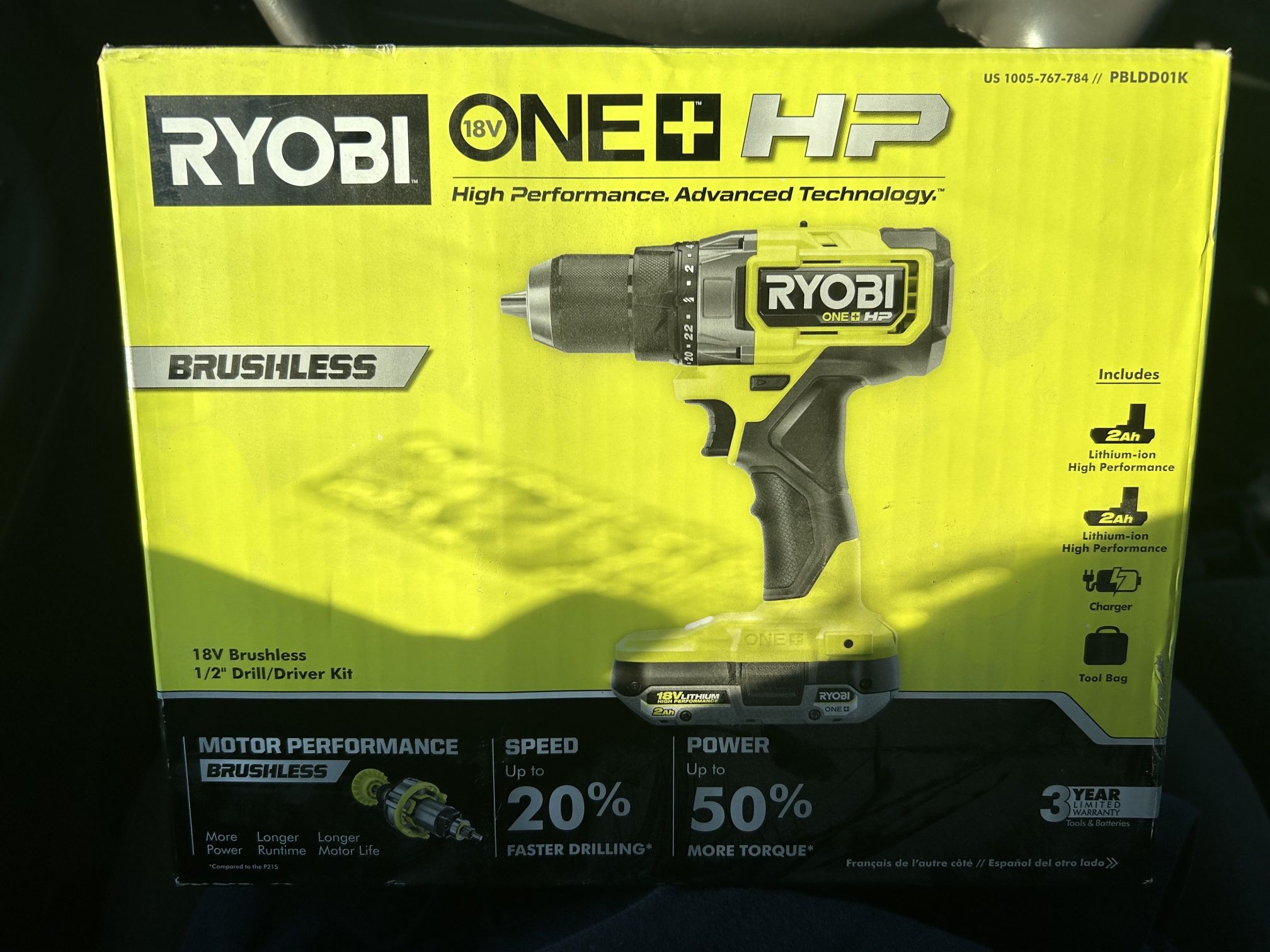 Ryobi 18v 1/2” drill/driver kit / PBLDD01K