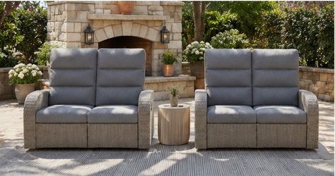 Oversized Outdoor Wicker Reclining Sofa Set