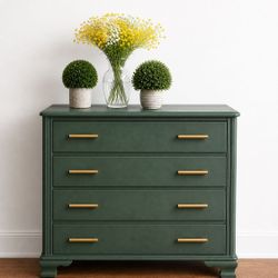 Beautiful Solid Wood Dresser Sage Green Modern Gold Handles