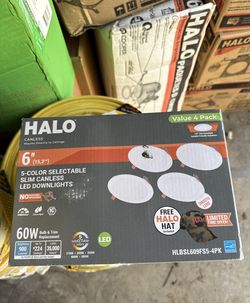 HALO HLBSL 6 in. Can Less Integrated LED, 900 Lumens, 5CCT, White (4-Pack)