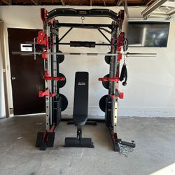 Smith Machine 200 | Adjustable Bench | 245lb Cast Iron Olympic Weights | 7ft Olympic Bar | Fitness | Gym Equipment | FREE DELIVERY/INSTALLATION 🚚 🛠️