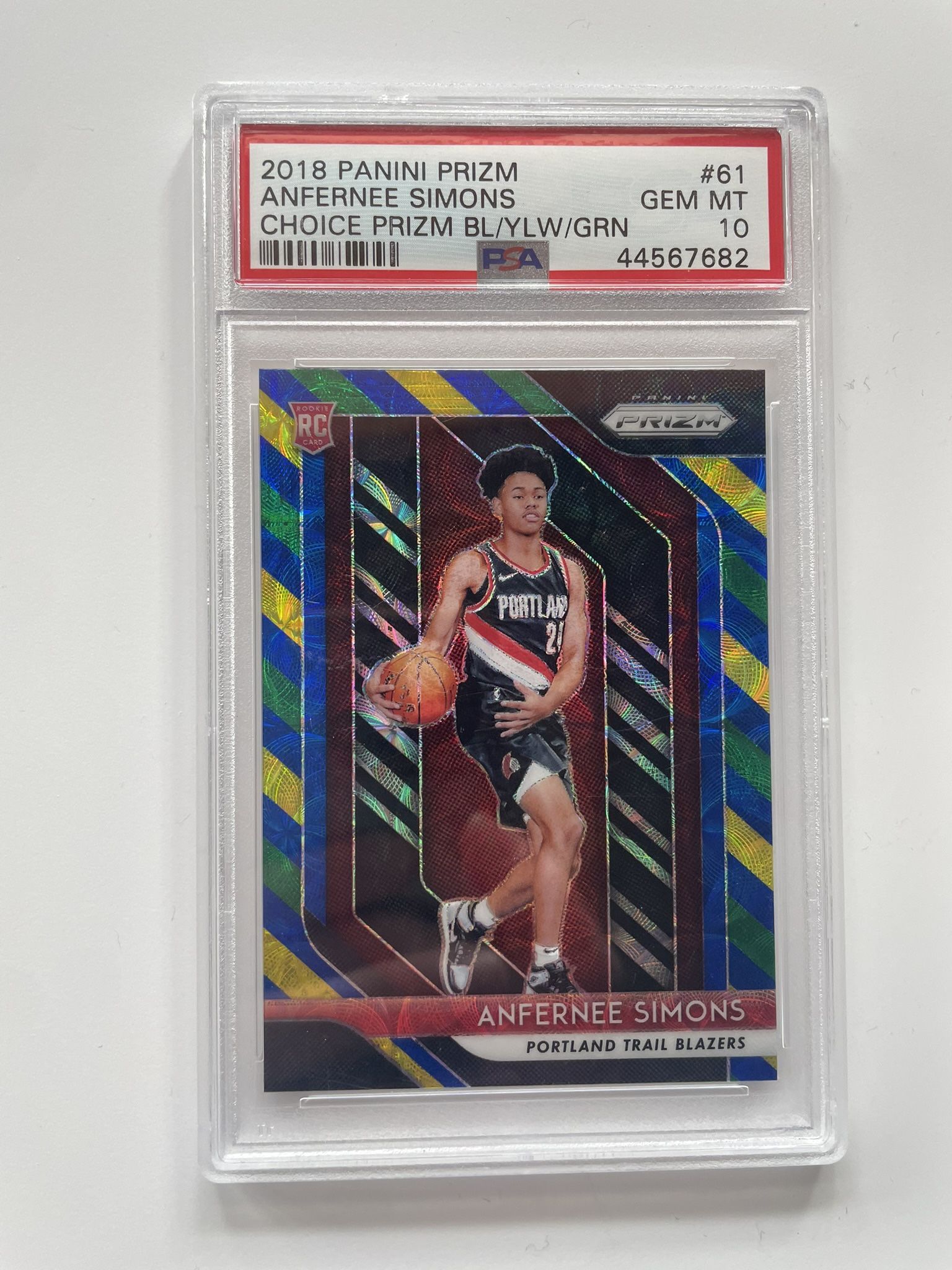 LOW POP Anfernee Simons PSA 10 GEM 2018-19 Panini Prizm Blue Yellow Green RC #61