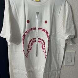 Bape A Bathing Ape ABC Camo Shark Silver Zip Tee Size L Large 1J(contact info removed)7 White