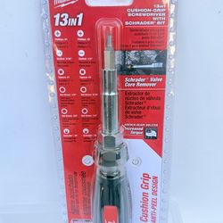 Milwaukee 13-in-1 Multi-Tip Cushion Grip Screwdriver With Schrader Bit