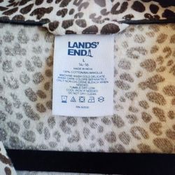 Lands In Women's Large Two-piece Cheetah Cotton Flannel Pajama Set