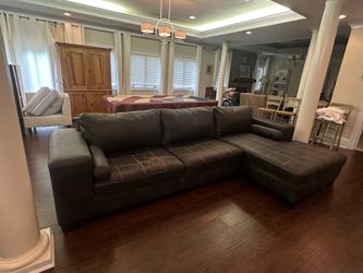 Huge Dark Brown Leather Couch