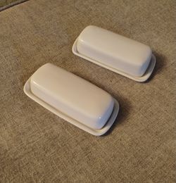 Corelle stoneware white butter dish $10 each