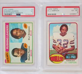 O.J. Simpson PSA Graded Football Card Lot - With Walter Payton
