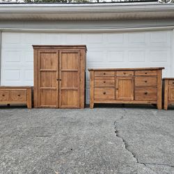 Attic Heirlooms by Broyhill 3pc Bedroom Set Dresser Armoire and One Nightstand Rustic Farmhouse