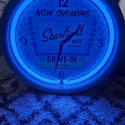 Neon clock starlight drive in very rare clock from the 50s