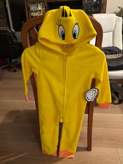 Looney Tunes Child’s Tweety Bird Full Zip Pajama or Costume