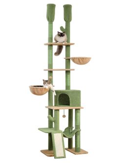 ✨Brand New✨ Floor-to-Ceiling Cat Tower, Adjustable from 85–112 inches. Fun multi-level climbing structure with hammocks, platforms, and scratching are