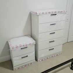 NEW TALL CHEST AND ONE NIGHT STAND - ASSEMBLED