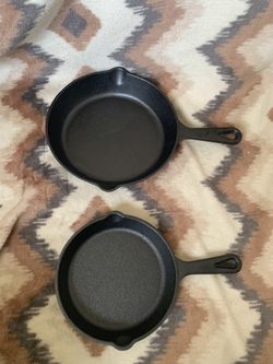 Pre-Seasoned Black Cast Iron Skillets - Set of 2