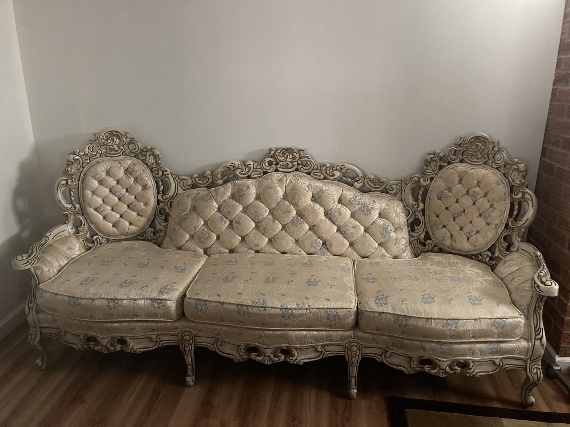 French provincial sofa, love seat and chair set