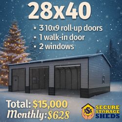 🎄 Christmas Sale Special – 28x40 Metal Garage – $15,000