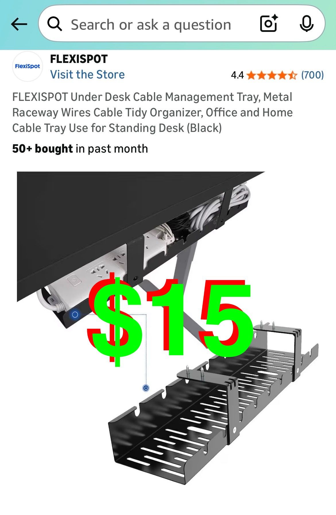 Under Desk Cable Management Tray, Metal Raceway Wires Cable Tidy Organizer, Office and Home Cable Tray Use for Standing Desk (Black)