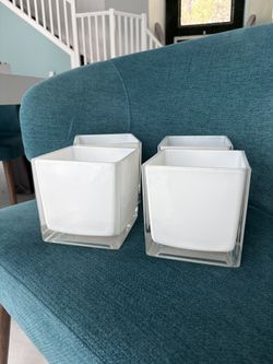 White Glass Square Vases For Flower Arrangements Floral Design