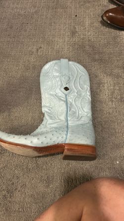 Blue ostrich boots