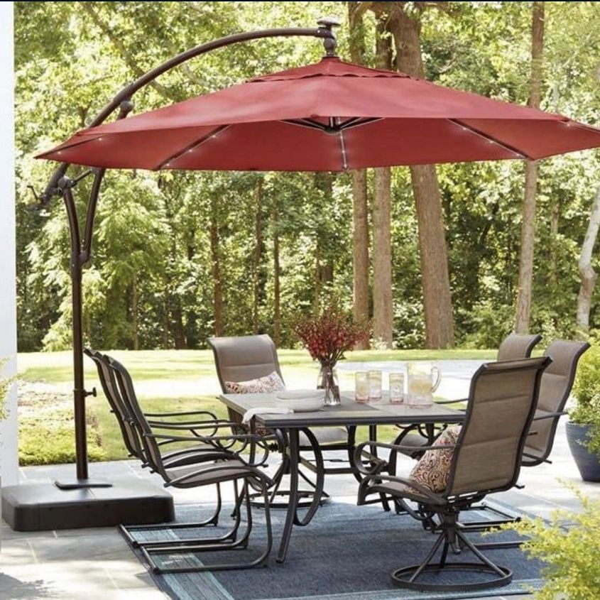 hampton bay patio umbrella with solar lights Garden Winds Replacement Canopy Top Cover for LED Offset - WILL FIT MODEL YJAF-052 ONLY Crafted with your comfort in mind Polytrends 10 Ft. Solar Power