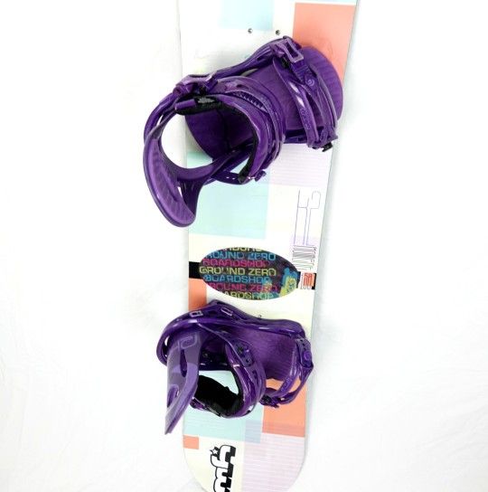 150 cm K2 Moment snowboard with Burton binding 150cm womens snow board purple bindings for Sale