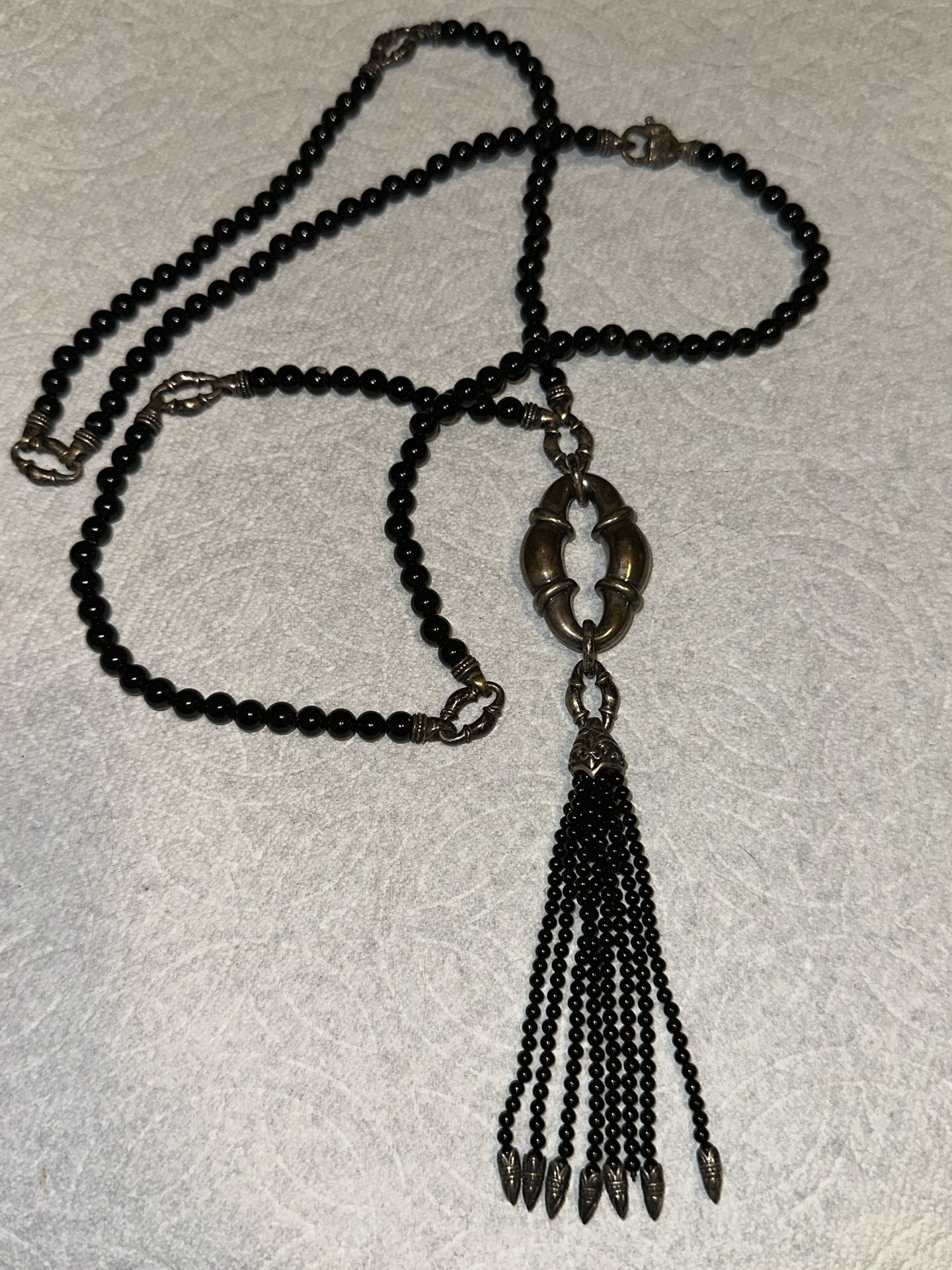Scott Kay Sterling Silver & Black Onyx Beaded Bolo Tassel Necklace