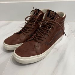 Brown Leather Vans Size 9.5