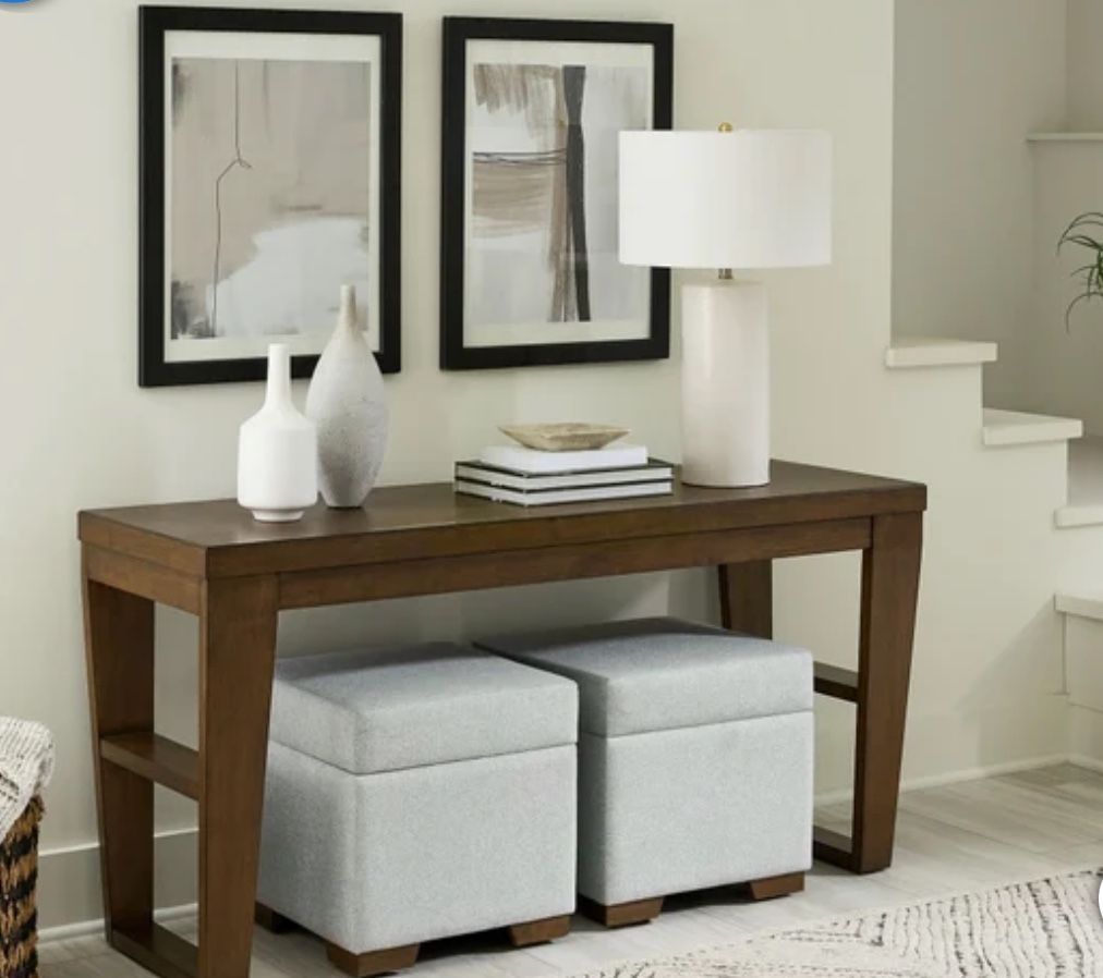 Sofa Table With Storage Stools New Fully Assembled