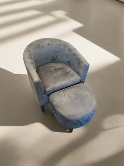Grey Armchair with Ottoman