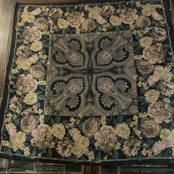 Ladies Square Satin Scarf/shawl /Wrap /Hijab -34”x34”-Black,Pinks, Green ,Floral Design 