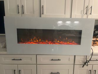 50” White Wall-Mount Electric Fireplace Heater – 1500W