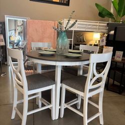 Beautiful! 5-pc dinning table set white & grey