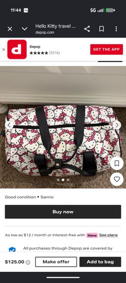 Authentic Hello Kitty duffle with wheels