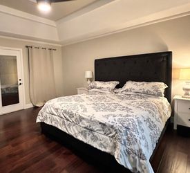 King size Bed Frame with King Mattress plus Night Stand Drawers & Light