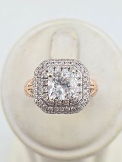 14k rose gold ring with 2ctw natural diamonds and 2ct lab diamond