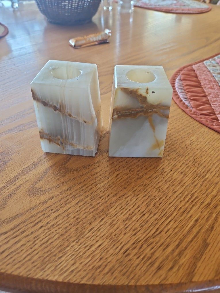 Pair Onyx Candle Holders