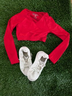 Athletic shoes and under shirt
