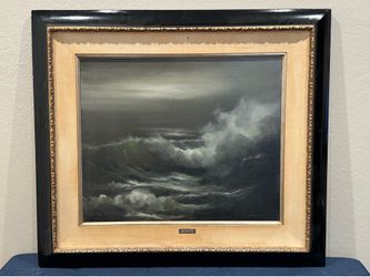 Mitsuzo Shimizu (b.1905) Epic Stormy Ocean Seascape Oil Painting Listed