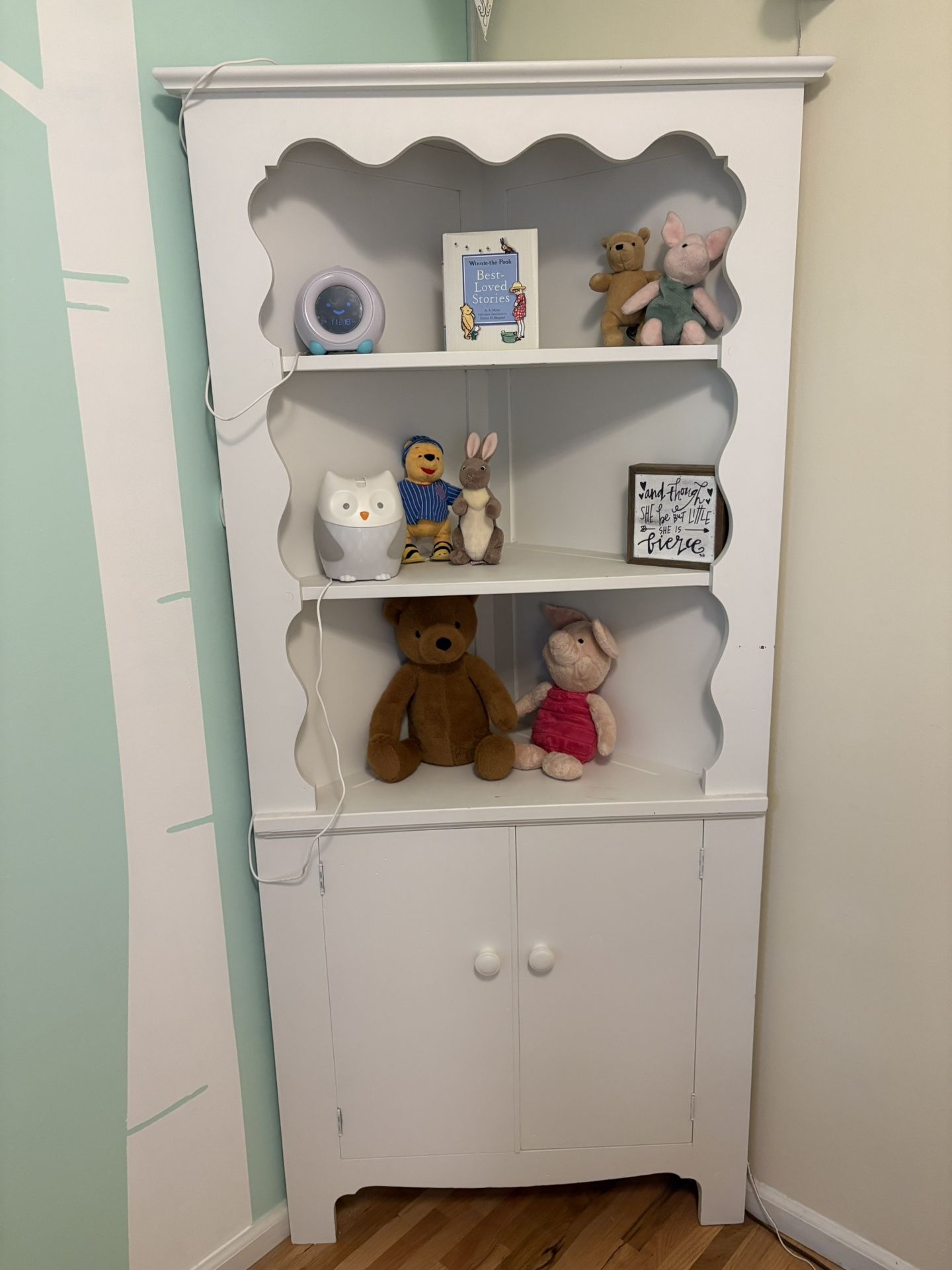 Vintage Wood Corner Cabinet 