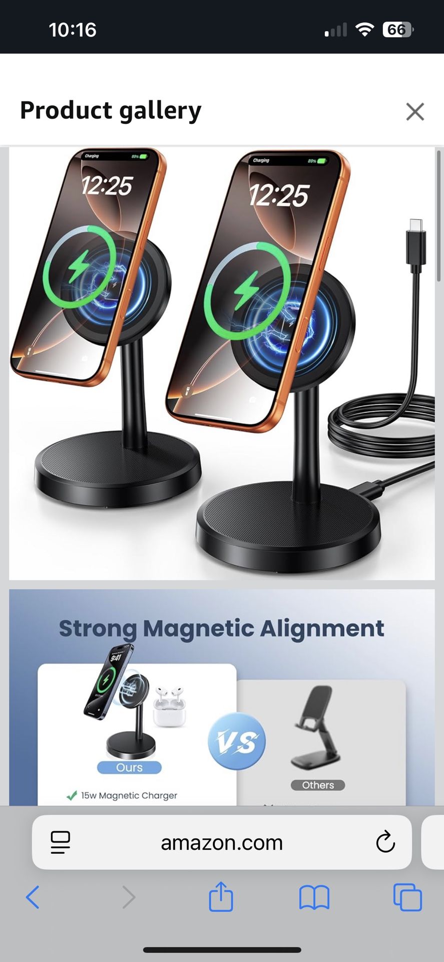 Magnetic Wireless Charger iPhone, 2 Pack 15W Fast Mag-Safe Charger Stand for iPhone 17/17 Air/17 Pro/17 Pro Max 16/15/14/13/12 Series, Wireless Chargi