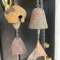 Vintage Lot 2 PAOLO SOLERI  Ceramic Wind Chime Bells Signed Mid Century Brutalist Retired Artist 